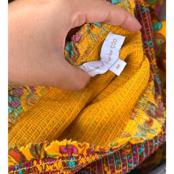 House Of Harlow‎ 1960 Set Maxi Skirt Smocked Tiered Ruffles Yellow Tropical - Picture 10 of 10